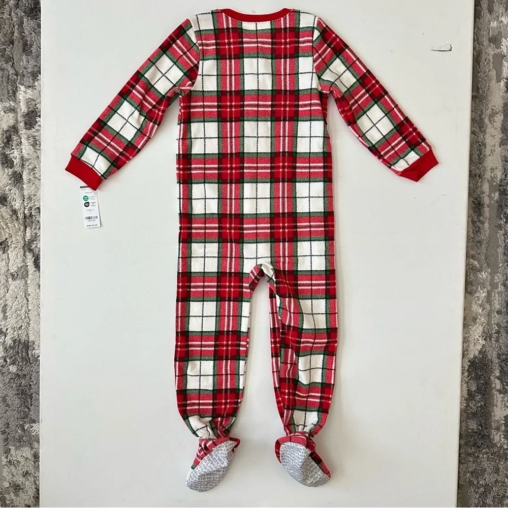 Carter's Red and White Plaid Footed One Piece Pajama Size 5T